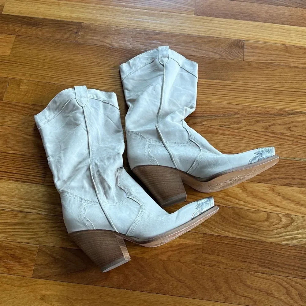 Free People Brayden Tall Boots in Bone Size 39